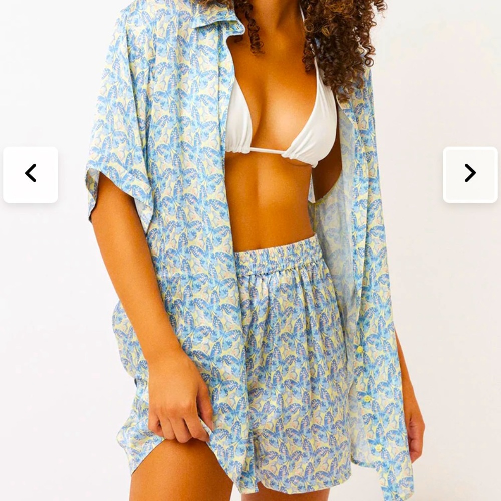 Frankie’s bikinis silk set - shirt in M, shorts in L